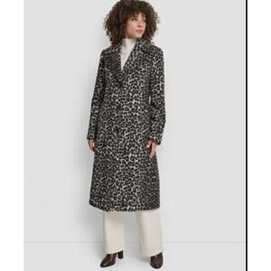 Georgiou studio velvet leapard animal long coat size xs